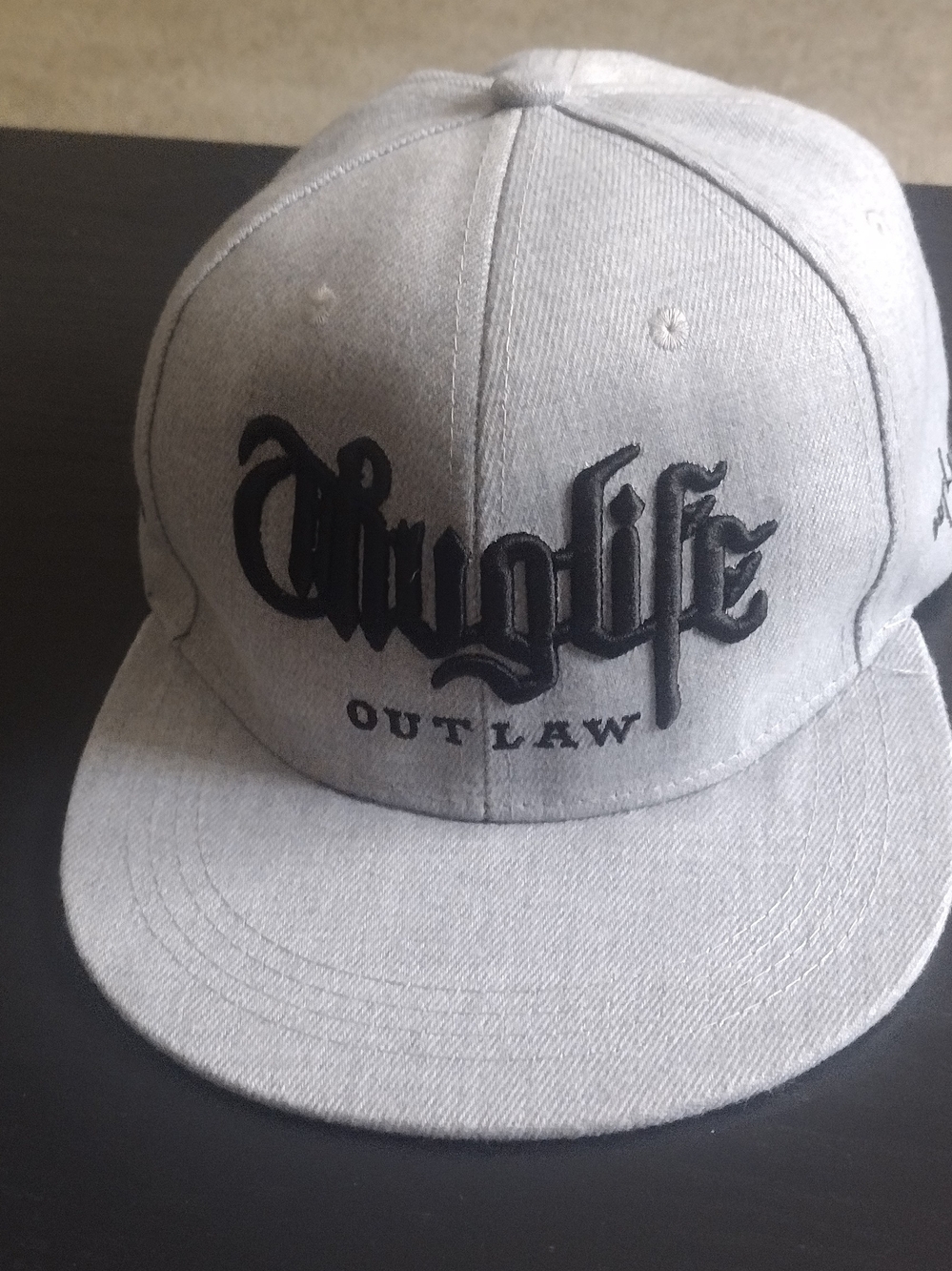 Outlaw ThugLife Embroidered Grey Snapback Hat $8